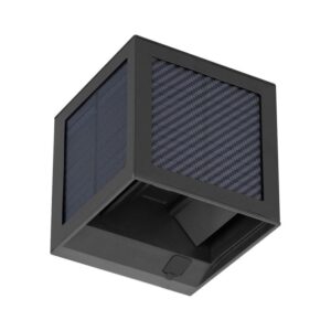9W LED sieninis įkraunamas šviestuvas su saulės baterija ir judesio davikliu, juodas, 3000/4000/6000K, IP65