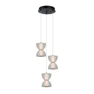 22W LED pakabinamas šviestuvas TICA, juodos/baltos sp./skaidrus, 3000K