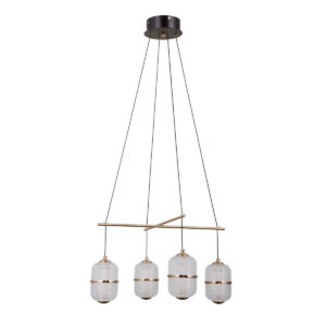 24W LED pakabinamas šviestuvas ALANI, juodos/aukso sp./skaidrus, 3000K