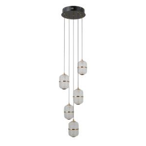 28W LED pakabinamas šviestuvas ALANI, juodos/aukso sp./skaidrus, 3000K