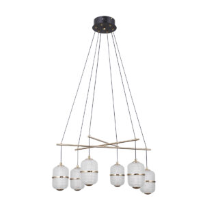 32W LED pakabinamas šviestuvas ALANI, juodos/aukso sp./skaidrus, 3000K
