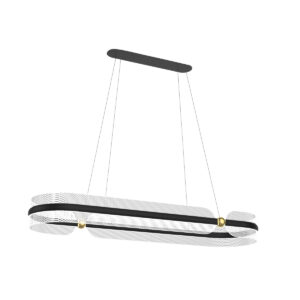 56W LED pakabinamas šviestuvas SOPLA, juodos/aukso sp., 3000K, dimeriuojamas
