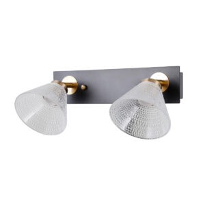 8W LED paviršinis šviestuvas ORELLA, juodos/aukso sp./skaidrus, 3000K