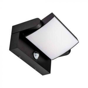 17W LED sieninis lauko šviestuvas, juodas, 3000K, IP65, su judesio davikliu