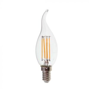 4W LED filamentinė lemputė, E14, žvakės formos, 4000K