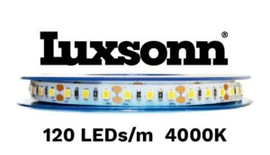 12W/m LED juosta LUXSONN, BRIDGELUX diodai, 24V, 120 LED/m, 4000K, IP68, 5m ritė