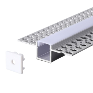 LED užglaistomas profilis su dangteliu ir užbaigimais, sidabro sp., 2m
