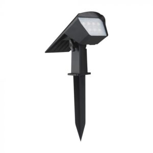 1,3W LED įsmeigiamas/sieninis lauko šviestuvas, juodas, 3000/4000/6400K, su saulės baterija