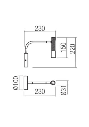 8W LED sieninis šviestuvas DRILL, juodas, 3000K, dimeriuojamas, 01-4440