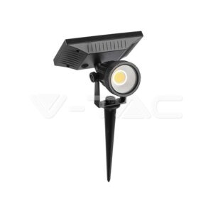 2W LED įsmeigiamas lauko šviestuvas, juodas, 3000K, IP65, su saulės baterija