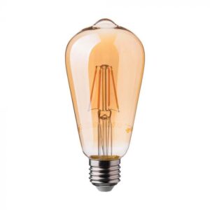 6W LED filamentinė lemputė, ST64, E27, gintaro sp. stiklu, 2200K
