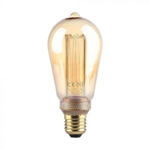 4W LED filamentinė lemputė, ST64, E27, gintaro sp. stiklu, 1800K