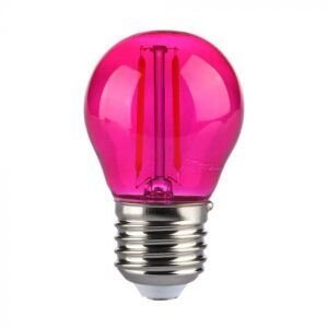 2W LED filamentinė lemputė, E27, G45, rožinė šviesos sp.