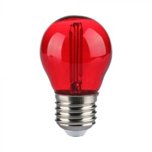 2W LED filamentinė lemputė, E27, G45, raudona šviesos sp.