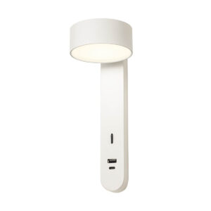6W LED sieninis šviestuvas SADES, baltas, 3000K, su USB jungtimi, 01-4640